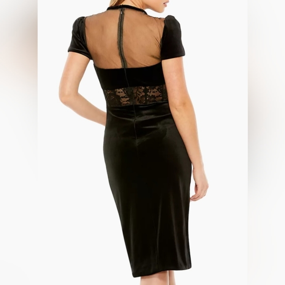 Mac Duggal Lace-Embellished Bustier Midi-Dress Size 10 - Picture 3 of 4